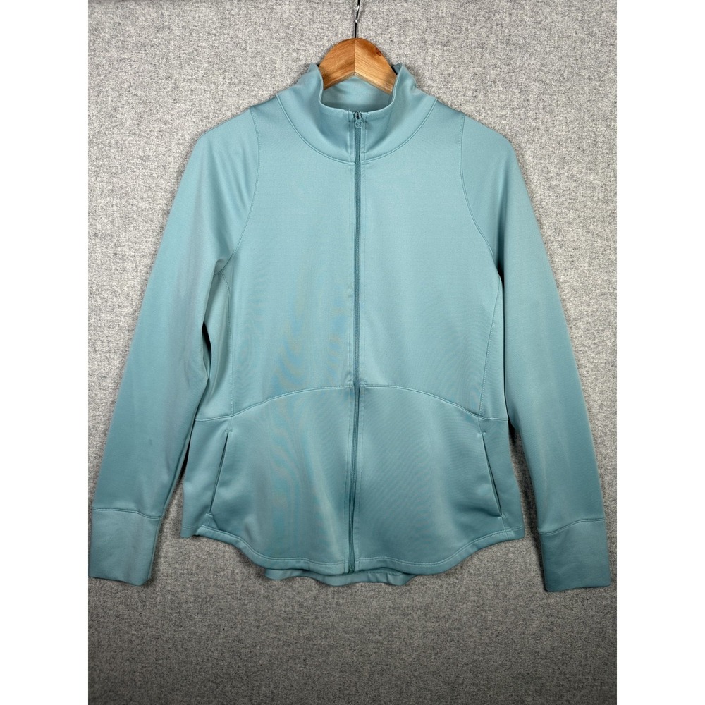 Layer 8 Medium Womens Zip Athletic Top Long Sleeve Blue Golf Stretch Mock Neck
